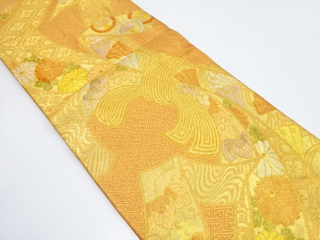 佐賀錦束ね熨斗に花模様織り出し袋帯